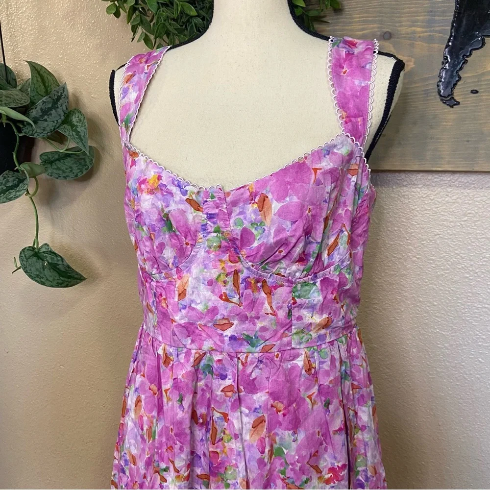 NWOT Adorable Presence Pink Floral Bustier Midi Dress With Pockets - Picture 8 of 10